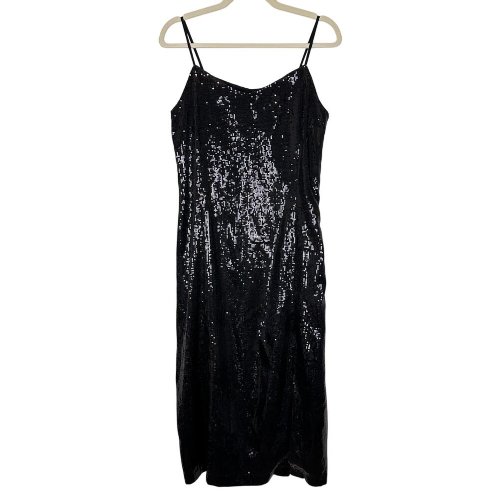 NWT Lamarque Orela Sequin Midi Dress in Black Size 6 SAMPLE